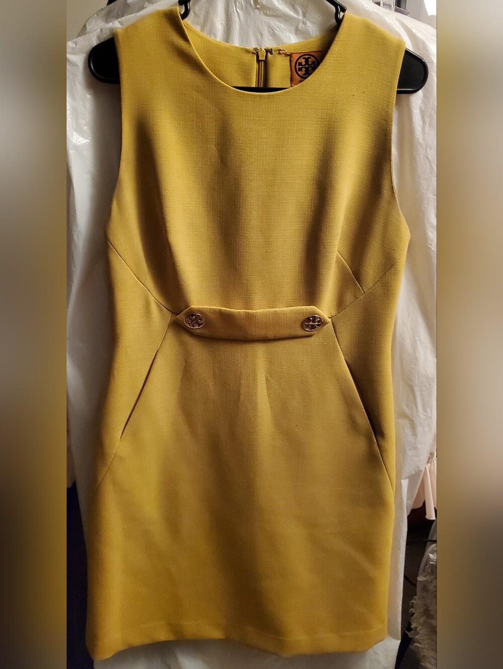 Tory Burch Mustard Yellow Sleeveless Sheath Dress